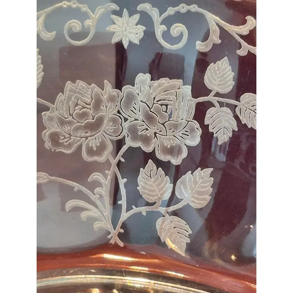 Rare‎ Fostoria Midnight Rose Etched Depression Glass Dish 1933–1957 Vintage